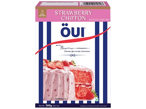 OUI Strawberry Chiffon Eggless Cake Mix - Luxe Edition, Super Soft, Fluffy, 250 g
