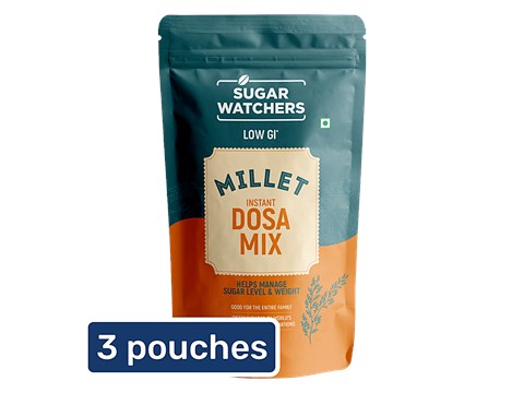 Sugar Watchers Millet Low GI Instant Dosa Mix | Diabetic Friendly | Gluten Free, 3x200 g
