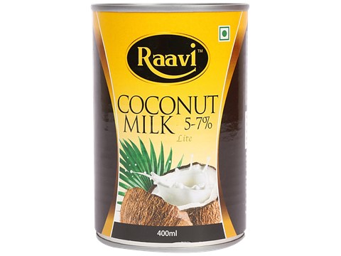 Raavi Coconut Milk - 5-7% Fat, Lite, 400 ml