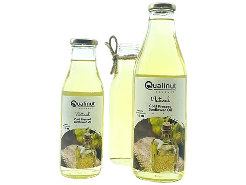 Qualinut Gourmet Natural Cold Pressed Sunflower Oil - Rich in Vitamin E & PUFA, Controls Cholesterol, 500 ml