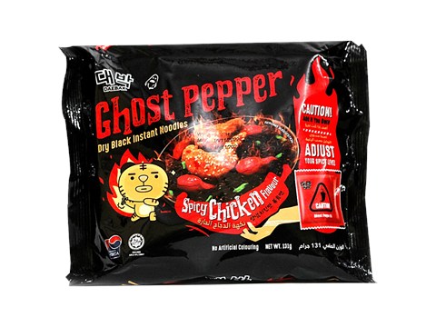 Daebak Ghost Pepper Dry Black Instant Noodles - With Spicy Chicken Flavour, 131 g