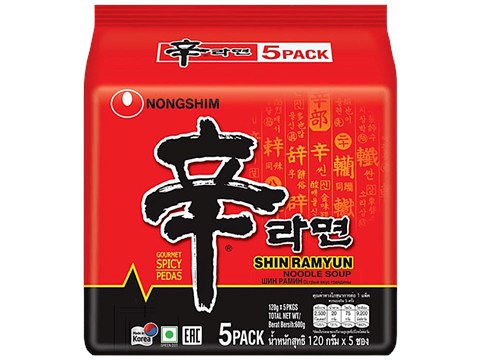 NONGSHIM Shin Ramyun 5-In-1 Noodle Soup - Gourmet Spicy, 600 g