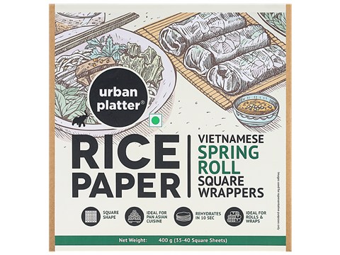 Urban Platter Rice Paper Sheets - Vietnamese Spring Roll Square Wrappers, 400 g