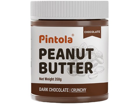 Pintola Dark Chocolate Peanut Butter - Crunchy, With 18.6g Protein & 5.2g Fiber, 350 g