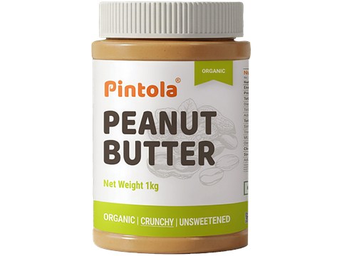 Pintola Peanut Butter - Organic, Unsweetened & Crunchy, With 30g Protein, 1 kg