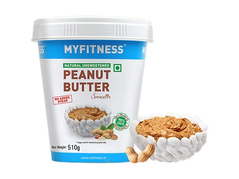 Myfitness Natural Unsweetened Peanut Butter Smooth, 510 g