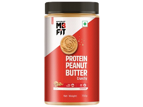 MuscleBlaze Fit Protein Peanut Butter - Crunchy, Unsweetened, 750 g