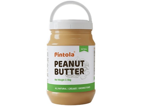 Pintola Peanut Butter - Crunchy, All Natural, Unsweetened, With 30g Protein, 2.5 kg