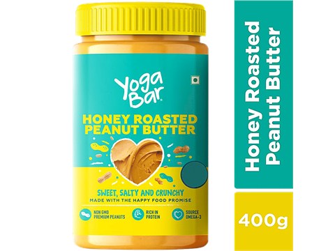 Yoga Bar Honey Roasted Peanut Butter - Sweet, Salty & Crunchy, Non-GMO, High In Protein, 400 g