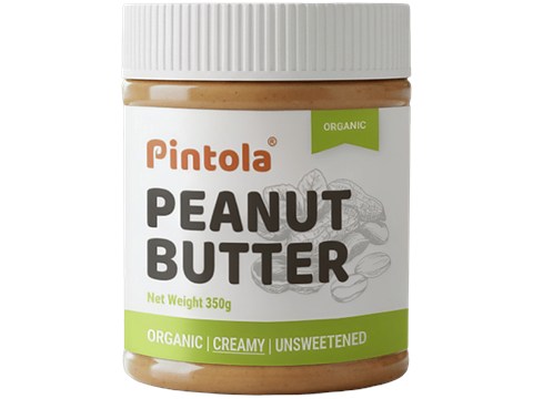 Pintola Peanut Butter - Organic, Unsweetened & Creamy, With 30g Protein, 350 g