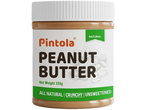 Pintola Peanut Butter - Crunchy, Unsweetened, 350 g