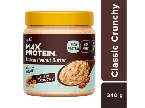 RiteBite Max Protein Max Protein Peanut Spread - Classic Crunchy, High Fiber, No Transfat, All Natural, 340 g