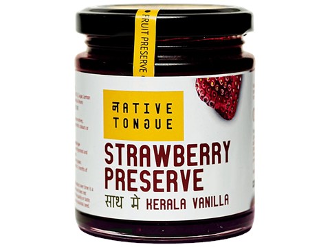 Native Tongue Strawberry Preserve With Kerala Vanilla - Vegan, 70% Fruit, Low Sugar & No Preservatives, 200 g