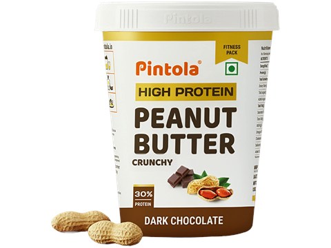 Pintola Dark Chocolate Peanut Butter - Crunchy, With Added Whey Protein, 510 g
