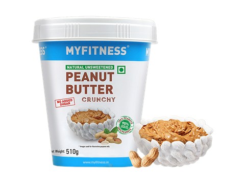 Myfitness Natural Unsweetened Peanut Butter Crunchy, 510 g
