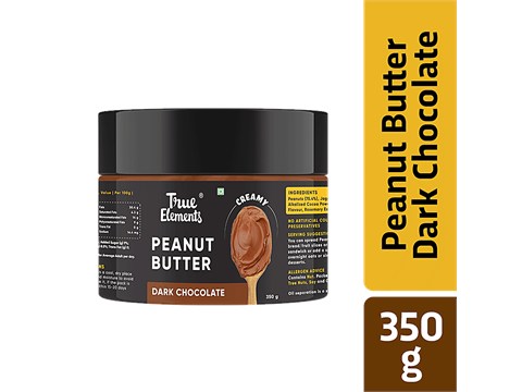 True Elements Peanut Butter Dark Chocolate - No Preservatives, Natural, Chocolate Spread, No Palm Oil Or Vegetable Fat, 350 g