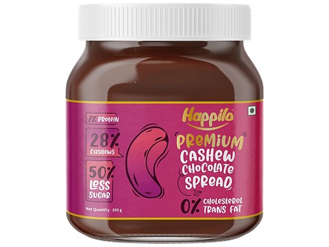 Happilo Premium Cashew Chocolate Spread - Protein-Rich, 50% Less Sugar, Cholesterol Free, 350 g
