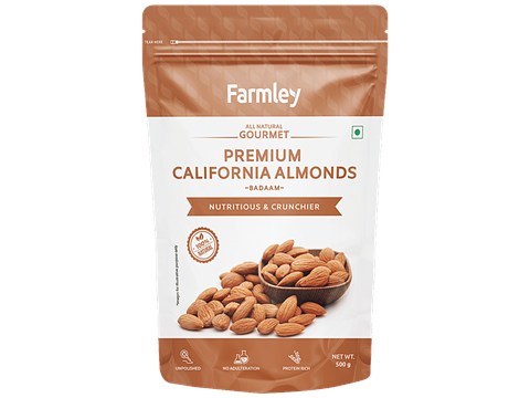 Farmley Premium California Almonds - Rich In Protein, Unpolished, No Adulteration, 500 g