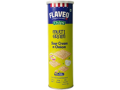 Flaveo Sour Cream n Onion Multi Grain Chips, 120 g