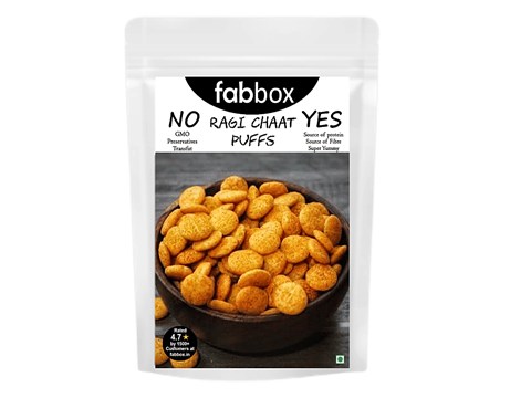 Fabbox Ragi Chaat Puff - Roasted Healthy Snack, Weight Management, Gluten-Free, Vegan, 120 g