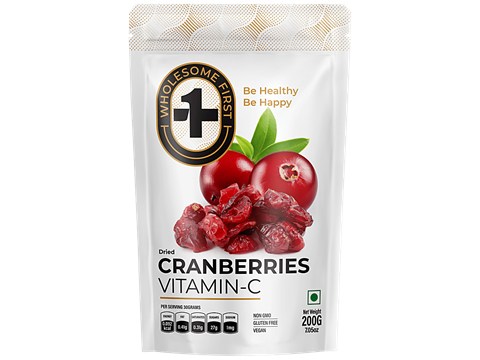 Wholesome First Dried Cranberries - Rich In Vitamin C, 200 g