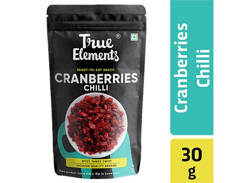 True Elements Chilli Cranberries - Spicy, Tangy Flavour, Rich In Antioxidants, 30 g