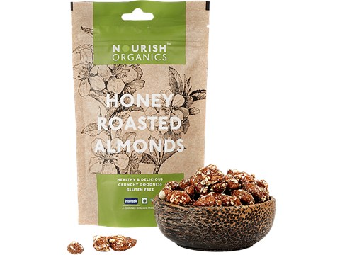 Nourish Organics Honey Roasted Almonds - Healthy & Delicious, Gluten-Free, 100 g