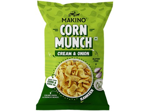 Makino Corn Munch Cream & Onion Namkeen, 150 g