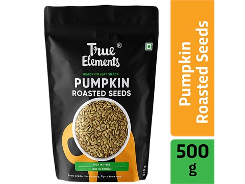 True Elements Roasted Pumpkin Seeds - High In Protein, Ready To Eat Snack, Immunity Booster, 500 g