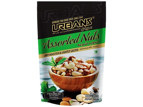 URBANS STANISLAUS Assorted Nuts - Dry Roasted, Lightly Salted, Healthy & Tasty, 80 g