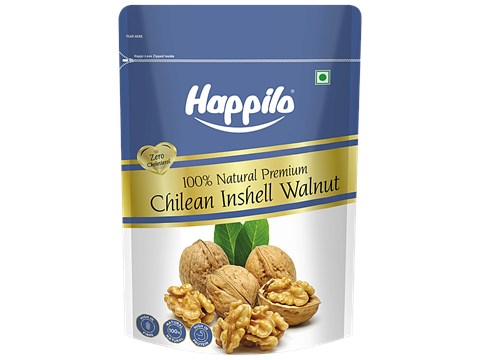 Happilo Premium Natural Chilean Inshell Walnut Kernels - Value Pack, 500 g