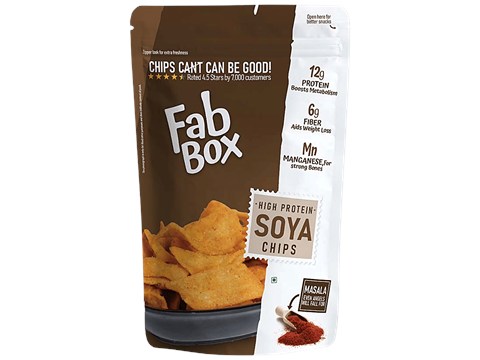 Fabbox High Protein Masala Soya Chips - Healthy Guilt-Free Snack,No Gluten, Vegan, 78 g