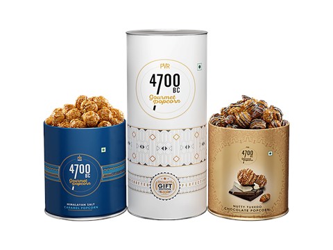4700BC Gourmet Popcorn Combo - Himalayan Salt Caramel + Nutty Tuxedo Chocolate, 275 g
