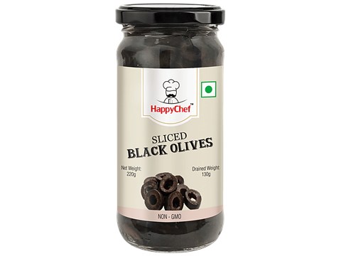 HappyChef Sliced Black Olives, 220 ml
