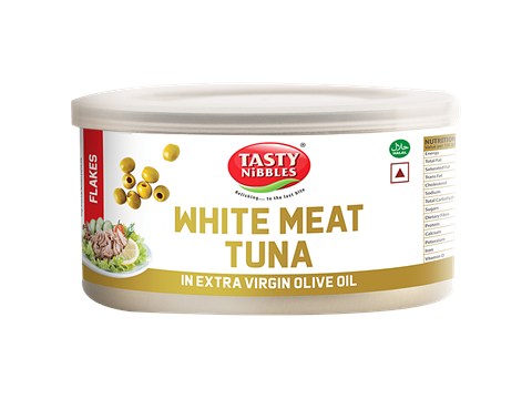 Tasty Nibbles White Meat Canned Tuna Flakes - In Extra Virgin Olive Oil, 185 g
