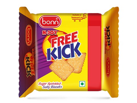 Bonn N-Joy - Free Kick Biscuits, Sugar Sprinkled, Salty Flavoured, Perfect Snac, 140 g