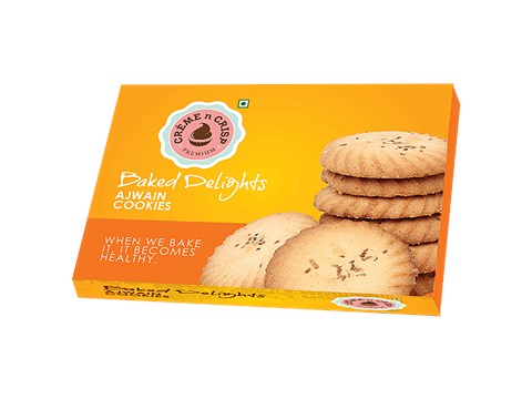 Creme N Crisp Ajwain Cookies - Baked Delights, Premium, Rich In Protein, Healthy Snack, 270 g