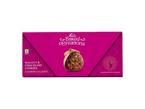 Sunfeast Baked Creations Walnut & Chocochip Cookies, 120 g