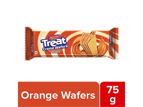 Britannia Treat - Orange Flavoured Wafer Biscuit, 75 g