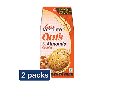 Sunfeast Farmlite Biscuit - Oats & Almonds, 2x150 g
