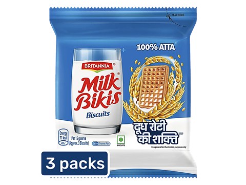 Britannia Milk Bikis Biscuits, 3 x 160 g