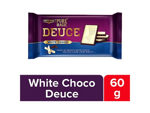 Britannia Pure MagicDeuce Biscuits - White Choco Filled, Rich Chocolate Taste, 60 g
