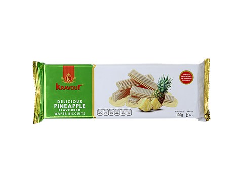 Kravour Pineapple Flavoured Wafer Biscuits, 100 g