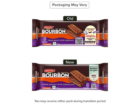 Britannia The Original Bourbon Creme Biscuit - With Chocolate, 100 g