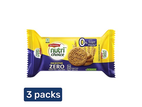 Britannia Nutrichoice Digestive Zero Biscuits, 3x91.7 g