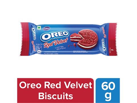 Cadbury Oreo Red Velvet Sandwich Biscuit - Limited Edition, Yummy Treat, 60 g