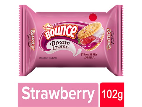 Sunfeast Bounce Dream Cream Biscuits - Strawberry Vanilla, 102 g