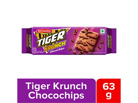 Britannia Tiger Krunch Chocochips Biscuits, 63 g