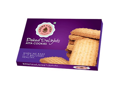 Creme N Crisp Atta Cookies - Baked Delights, Premium, Soft, Healthy Snack, 270 g