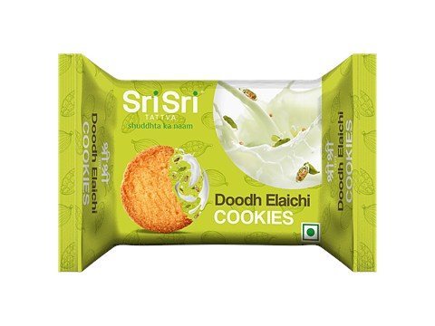 Sri Sri Tattva Doodh Elaichi Cookies - Crunchy, Crispy, Better For Digestion, 90 g